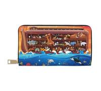 VOSERY Portafoglio da donna, portafoglio in pelle bifold multi carta, animali su Noah's Ark2 Portafogli da donna, borsa lunga
