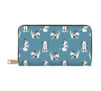 VOSERY Portafoglio da donna, Portafoglio in pelle bifold multi carta, carino cucciolo di cane dalmata portafogli da donna, borsa lunga