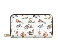 VOSERY Portafoglio da donna, Portafoglio in pelle bifold multi carta, cartone animato carino cobra serpente portafogli da donna, borsa lunga