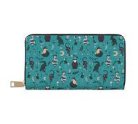 VOSERY Portafoglio da donna, Portafoglio in pelle bifold multi carta, gufo volpe fenicottero coccodrillo cobra portafogli da donna, borsa lunga