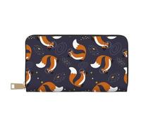 VOSERY Portafoglio da donna, Portafoglio in pelle bifold multi carta, portafogli da donna Cosmic Fox, borsa lunga