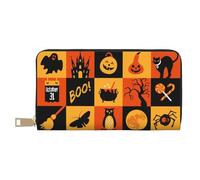 VOSERY Portafoglio da donna, Portafoglio in pelle bifold multi carta, simboli banner di Halloween portafogli da donna, borsa lunga