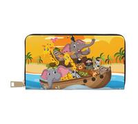 VOSERY Portafoglio da donna, portafoglio in pelle bifold multi carte, animali su Noah's Ark1 Portafogli da donna, borsa lunga