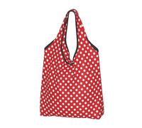 VOSERY Sacchetti della spesa riutilizzabili a pois rossi per la spesa borsa di totalizzatore pieghevole con manici, Nero, 1 PC