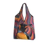 VOSERY Sacchetti della spesa riutilizzabili del pinguino del modello astratto borse della spesa per la spesa borsa di totalizzatore pieghevole con le maniglie, Nero, 1 PC