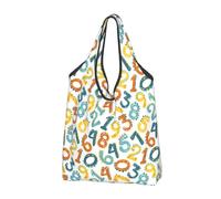 VOSERY Sacchetti della spesa riutilizzabili della spesa della stampa del numero di matematica del fumetto per la spesa borsa di totalizzatore pieghevole con manici, Nero, 3 PCS