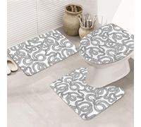 VOSERY Set di 3 tappeti da bagno a forma di serpente semplici e assorbenti, antiscivolo, copriwater a forma di U, lavabile, decorazione per il bagno