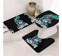 VOSERY Set di 3 tappeti da bagno con dinosauri affamati, 80 x 50,8 cm, simpatici tappeti da bagno copriwater per bagno