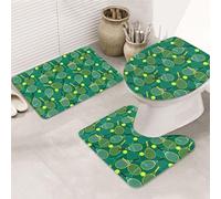 VOSERY Set di 3 tappeti da bagno con racchette da tennis e palline da bagno, 80 x 50,8 cm, simpatici tappeti da bagno copriwater per bagno