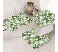 VOSERY Set di 3 tappeti da bagno con rana timida, 80 x 50,8 cm, simpatici tappeti da bagno copriwater per bagno e WC