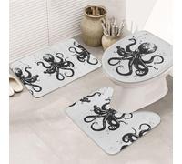 VOSERY Set di 3 tappeti da bagno con stampa astratta a forma di polipo, 80 x 50,8 cm, graziosi tappeti da bagno copriwater, copriwater per bagno