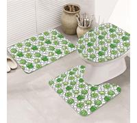 VOSERY Set di 3 tappeti da bagno con stampa di peperoni e campanelle, tappetini da bagno antiscivolo, copriwater a forma di U, lavabili, decorazione per il bagno