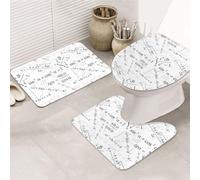 VOSERY Set di 3 tappeti da bagno morbidi e lavabili, con stampa equazione matematica a forma di U, tappetini da doccia assorbenti per bagno e WC