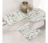 VOSERY Set di 3 tappeti da bagno morbidi e lavabili, per il bagno, a forma di U, con glicine e fiori, assorbenti