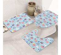 VOSERY Set di 3 tappeti da bagno morbidi e lavabili, per il bagno, per l'allenamento del cervello a forma di U, tappetini assorbenti per doccia e WC