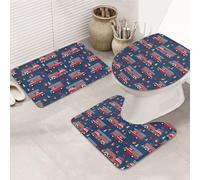 VOSERY Set di tappeti da bagno 3 pezzi - camion dei pompieri 1 tappetino da bagno assorbente antiscivolo copriwater coprivoletta copriwater tappeti a forma di U lavabili decorazione bagno
