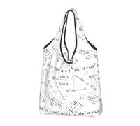 VOSERY Stampa equazione matematica borse della spesa riutilizzabili borse della spesa per generi alimentari borsa di totalizzatore pieghevole con manici, Nero, 3 PCS