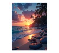 VOSERY Sunset Beach Paradise Ocean Waves Diamond Art Kit per adulti - Kit fai da te 5D completo per decorazione da parete per la casa, kit per pittura con diamanti senza cornice, per adulti