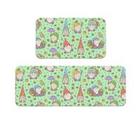 Vosery Tappetini da cucina per pavimento, 2 pezzi, eleganti tappetini anti fatica per pavimenti della cucina, con gnomi primaverili, antiscivolo, lavabili, per camera da letto, bagno, casa, cucina