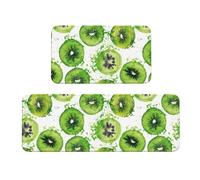 Vosery Tappetini da cucina per pavimento, 2 pezzi, eleganti tappetini anti fatica per pavimento della cucina, tappeti da cucina verde kiwi, antiscivolo, lavabili, per camera da letto, bagno, casa