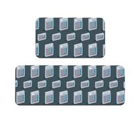 Vosery Tappetini da cucina per pavimento, 2 pezzi, eleganti tappetini anti fatica per pavimento della cucina, motivo calcolatrice matematica, antiscivolo, lavabili, per camera da letto, bagno, casa