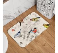 VOSERY Tappetino da bagno, 61 x 40 cm, antiscivolo, lavabile, con uccellini, morbido e assorbente, per vasca da bagno e doccia