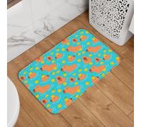 VOSERY Tappetino da bagno antiscivolo, lavabile, motivo: capibara arancione, morbido e assorbente, per bagno, vasca da bagno e doccia, 61 x 40 cm