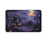 VOSERY Tappeto da bagno 76 x 50 cm, morbido e assorbente, antiscivolo, lavabile in lavatrice, motivo: casa misteriosa, per Halloween, notte da bagno, doccia, per bagno