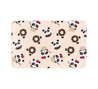 VOSERY Tappeto da bagno 76 x 50 cm, morbido e assorbente, antiscivolo, lavabile in lavatrice, motivo: panda gelato e ciambelle, tappetino da bagno per doccia