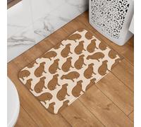 VOSERY Tappeto da bagno antiscivolo, lavabile, motivo capibara marrone, morbido e assorbente, per bagno, vasca da bagno e doccia, 61 x 40 cm