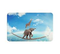 VOSERY Tappeto da bagno con elefante, giraffa supera la paura camminando su corda alta, 76 x 50 cm, morbido tappeto assorbente, antiscivolo, lavabile in lavatrice, tappetino da bagno per doccia per