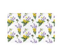 VOSERY Tappeto da bagno con fiori di lavanda e uccellino, 76 x 50 cm, morbido, assorbente, antiscivolo, lavabile in lavatrice, tappetino da bagno per doccia