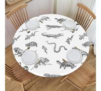VOSERY Tovaglia rotonda con lucertola, serpente, tartaruga, coccodrillo, elastica, per interni ed esterni, tovaglia rotonda per tavoli rotondi fino a 101,6 cm - 127 cm di diametro