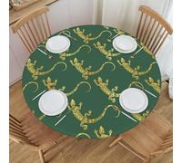 VOSERY Tovaglia rotonda con lucertola verde, elastica, per interni ed esterni, tovaglia rotonda per tavoli rotondi fino a 101,6 cm - 127 cm di diametro