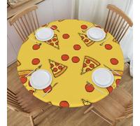 VOSERY Tovaglia rotonda con motivo a pizza, colore rosso, per alimenti, elastica, per interni ed esterni, adatta per tavoli rotondi fino a 101,6 cm - 127 cm di diametro