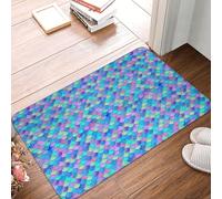 VOSERY Zerbino per ingresso interno ed esterno, blu, viola, arcobaleno, squame di pesce, facile da pulire, 40,6 x 61 cm, zerbino per tutte le stagioni, per ingresso esterno e patio