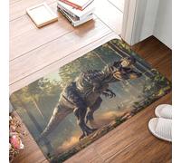 VOSERY Zerbino per ingresso interno ed esterno, motivo: dinosauro della giungla, facile da pulire, 40,6 x 61 cm, zerbino per tutte le stagioni, per ingresso esterno e patio