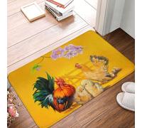 VOSERY Zerbino per ingresso interno ed esterno, motivo: famiglia di galline, galline, pulcini, facile da pulire, 40,6 x 61 cm, zerbino per tutte le stagioni, per ingresso esterno e patio