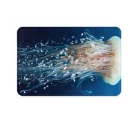 VOSERY Zerbino per interni ed esterni, con meduse bianche che danzano nell'oceano, facile da pulire, 40,6 x 61 cm, per tutte le stagioni, per ingresso esterno e patio