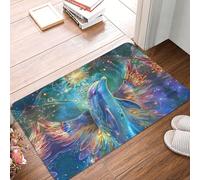 VOSERY Zerbino per porta d'ingresso, per interni ed esterni, colorato con delfino alato, facile da pulire, 40,6 x 61 cm, per tutte le stagioni, per ingresso esterno e patio