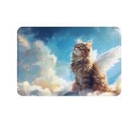 VOSERY Zerbino per porta d'ingresso, per interni ed esterni, con gatto alato, facile da pulire, 40,6 x 61 cm, per tutte le stagioni, per esterni, ingresso e patio
