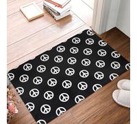 VOSERY Zerbino per porta d'ingresso, per interni ed esterni, con segno di pace in stile boho, colore nero, facile da pulire, 40,6 x 61 cm, zerbino per tutte le stagioni, per ingresso esterno e patio