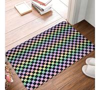 VOSERY Zerbino per porta d'ingresso, per interni ed esterni, con sfumature arcobaleno, colorato, a scacchi, facile da pulire, 40,6 x 61 cm, per tutte le stagioni, per ingresso e patio