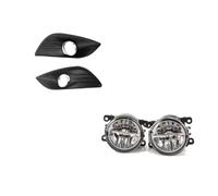 Voseto Luci Antinebbia Per Ford Per Focus 2 MK2 2009-2011 LED Faro Fendinebbia Copertura Griglia Cornice Cromata Cablaggio Interruttore Kit Antinebbia(B LED and covers)