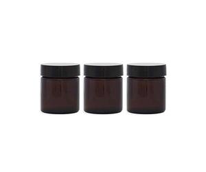 VOSHUILES - Set 3 Vasetti Vetro Ambrato - 30 ml | Contenitori riutilizzabili ed ecologici, ideali per custodire al riparo dalla luce le miscele