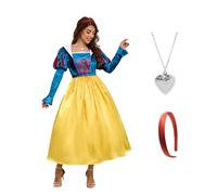 Voslett Costume da donna da favola della neve, a maniche lunghe, con cintura sul petto, vestito da principessa per Halloween, taglia S
