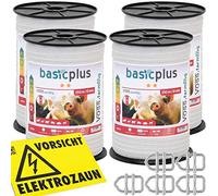 VOSS.farming 4 pz. Nastro per Recinzione elettrica, Lunghezza 250 m e Larghezza ca.10 mm, con Fili in Acciaio Inox 4 x 0,16, Colore Bianco