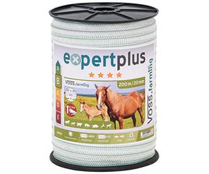 VOSS.farming Nastro per recinzioni elettriche, Lunghezza 200 m e Larghezza di ca. 20 mm, con Fili in Acciaio Inox 3X 0,2 e Un Filo in Rame 1 x 0,20, Colore Bianco