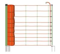 VOSS.farming Rete per recinzioni da pascolo elettrificabile, Altezza 106 cm e 50 m di Lunghezza, a Punta Doppia,14 Pali Verdi, Colore Arancione/Verde