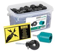 VOSS.farming Scatola 150 isolatori ad Anello per recinzioni elettriche + Avvitatore Manuale e Segnale di Pericolo
